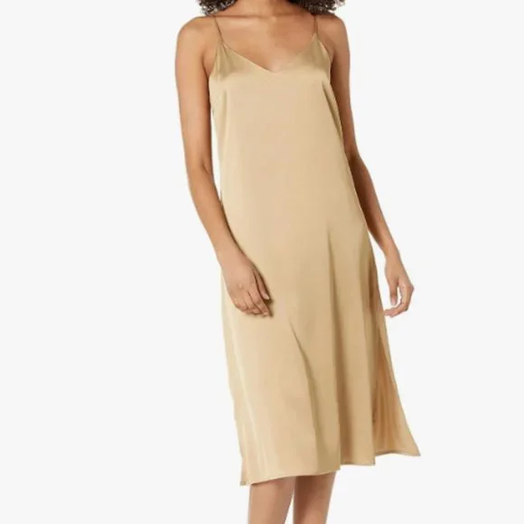 The Drop Women's Ana Silky V-Neck Midi Slip Dress - Picture 1 of 6
